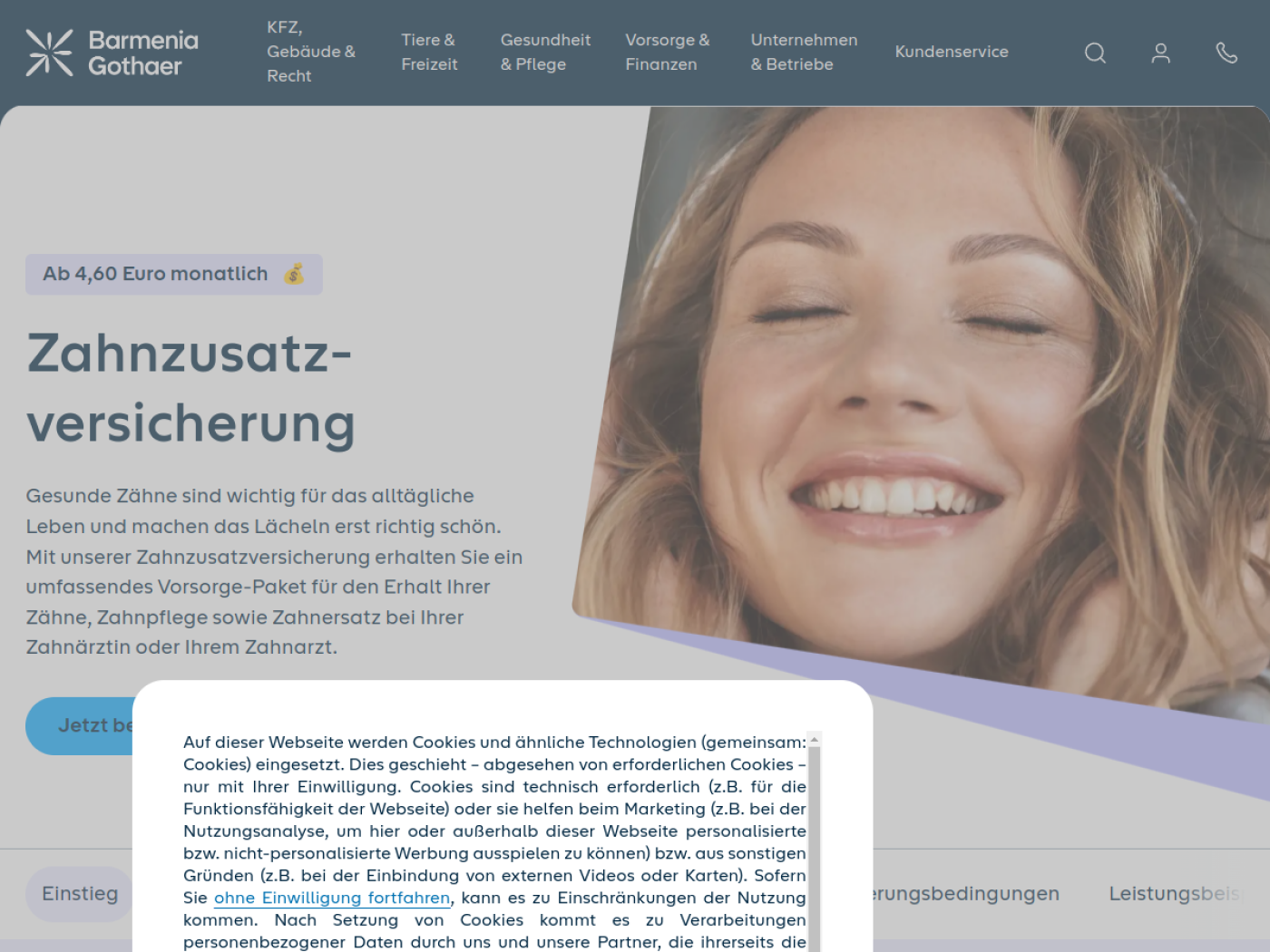 Website-Screenshot von Barmenia