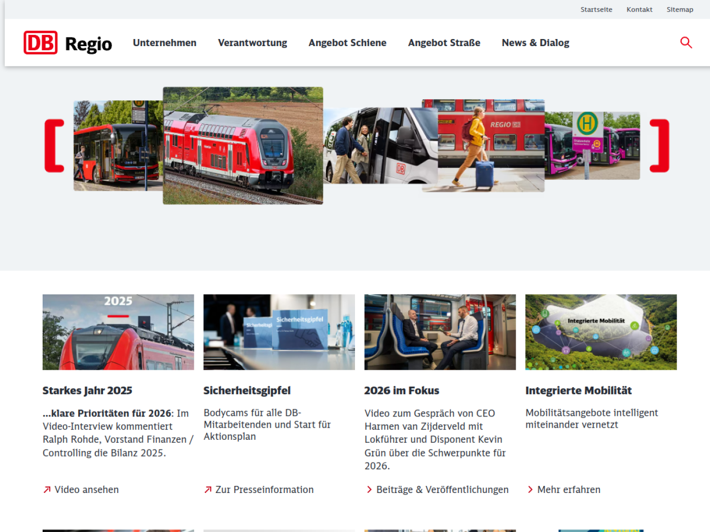 Website-Screenshot von DB Regio
