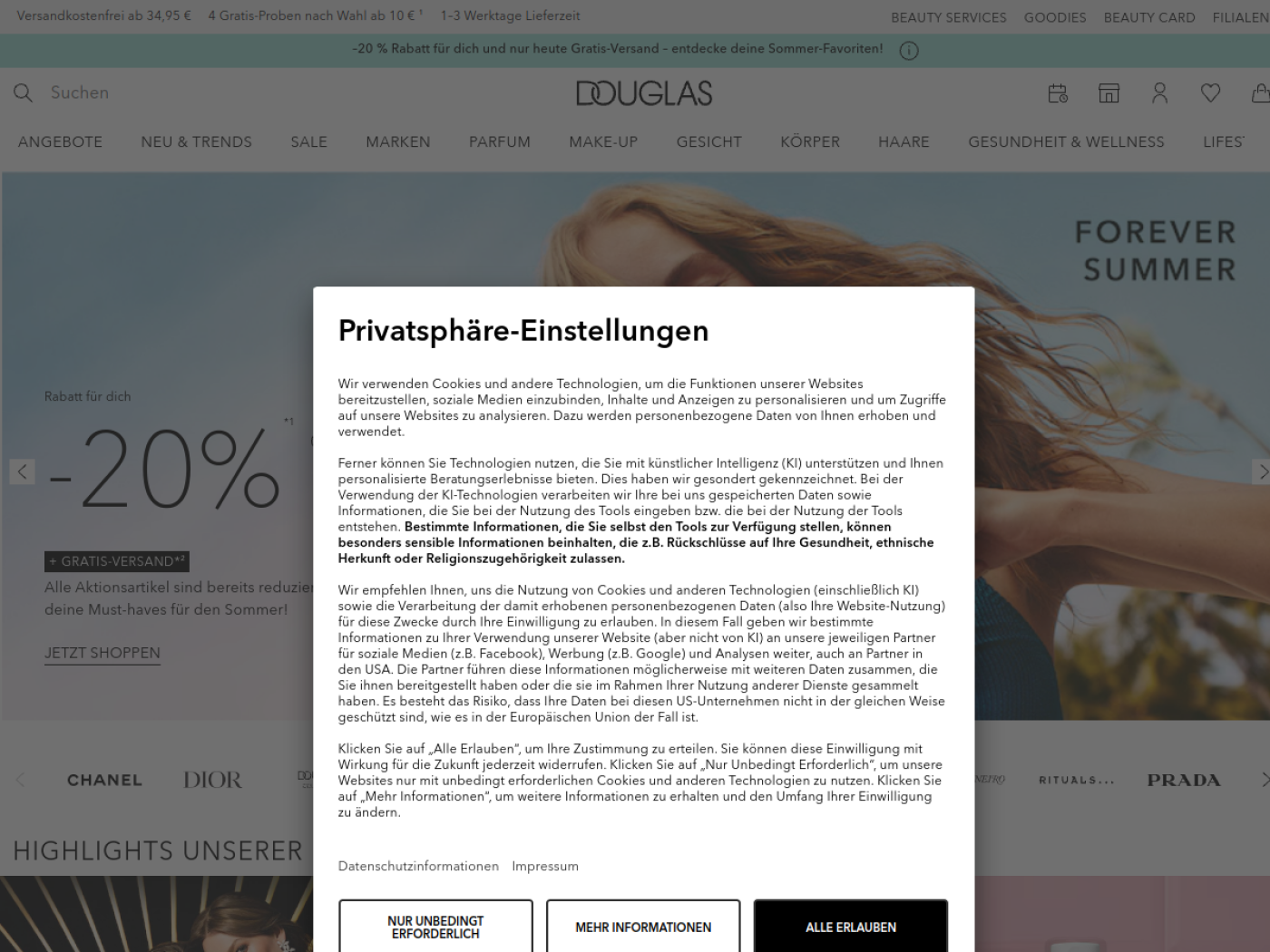 Website-Screenshot von Douglas Holding