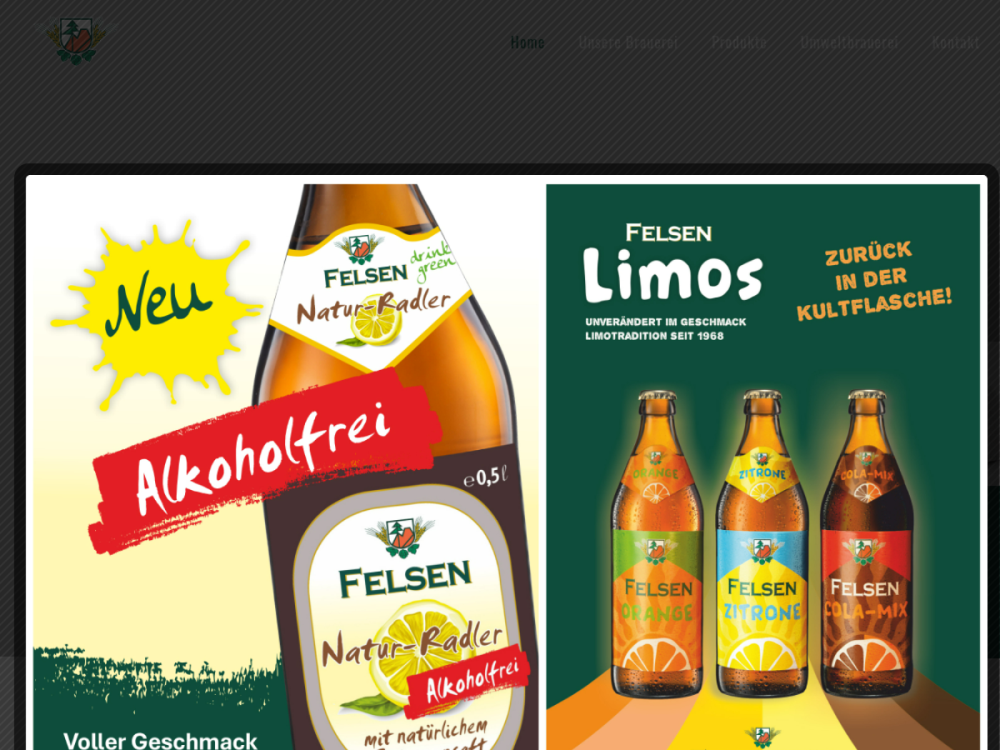 Website-Screenshot von Felsenbräu Thalmannsfeld