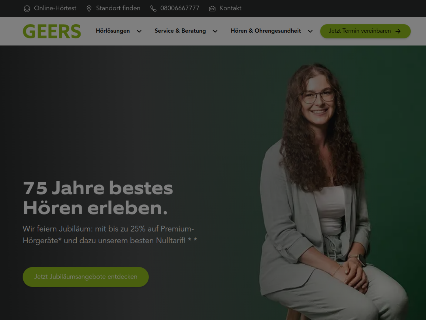 Website-Screenshot von Geers Hörakustik