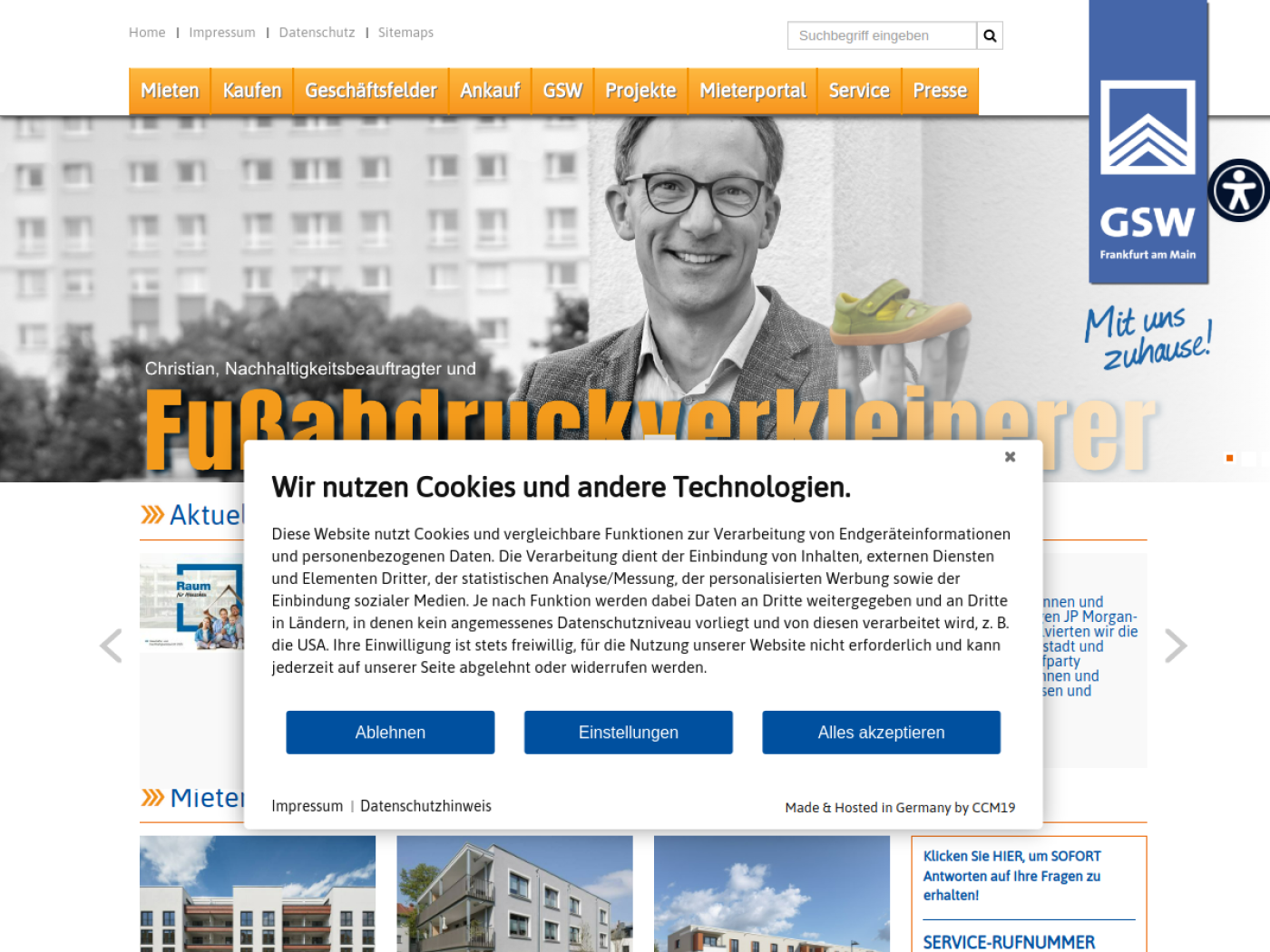 Website-Screenshot von Gemeinnütziges Siedlungswerk