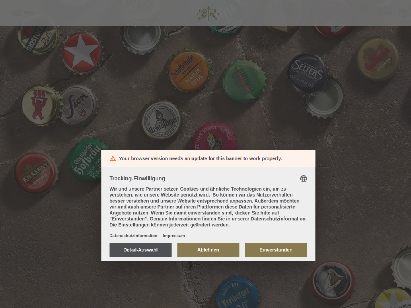 Website-Screenshot von Radeberger Gruppe