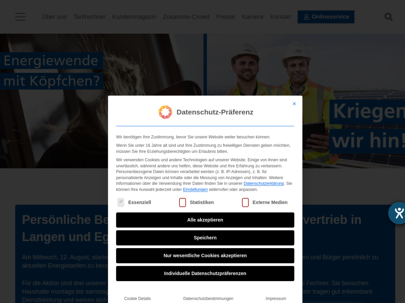 Website-Screenshot von Stadtwerke Langen