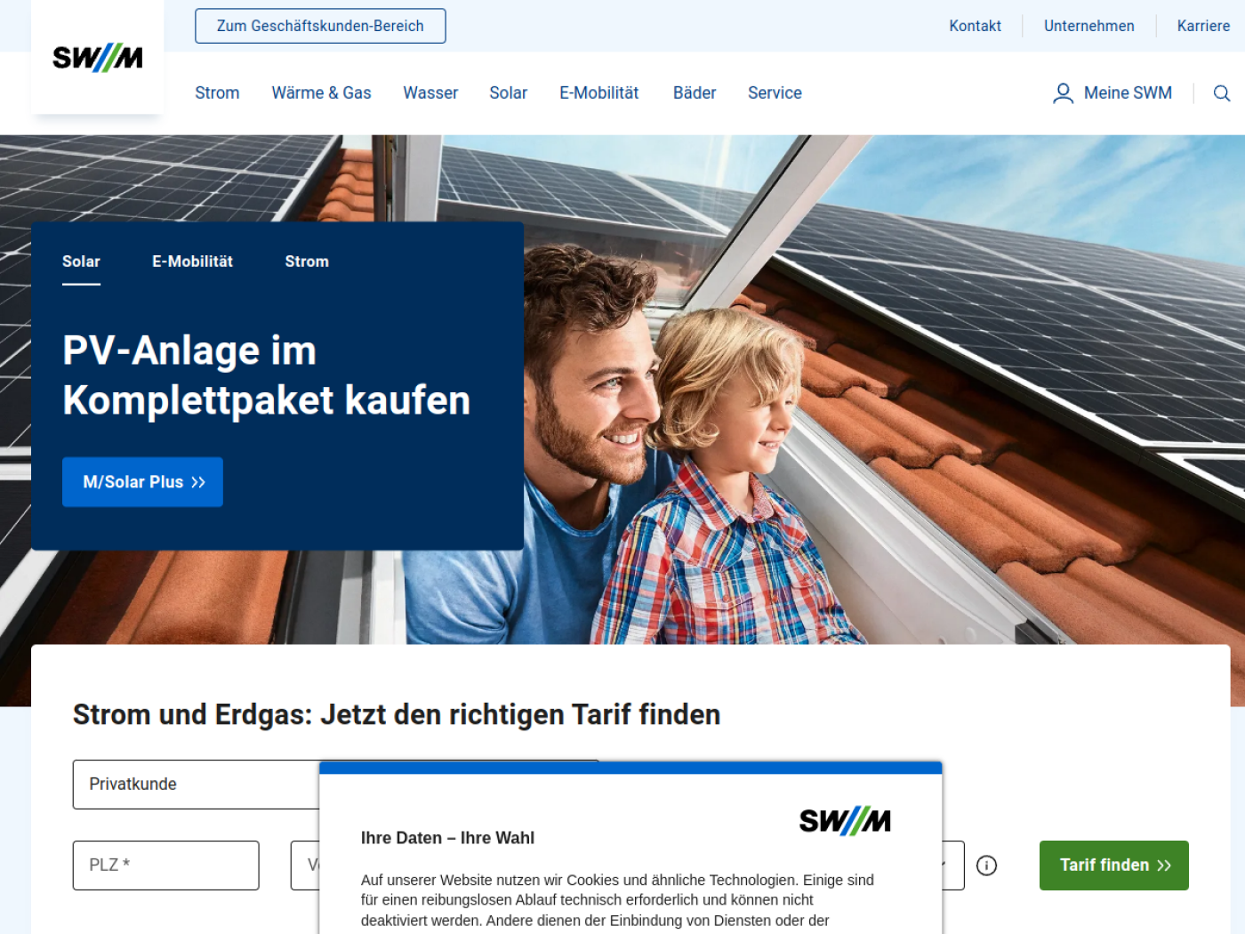 Website-Screenshot von Stadtwerke München
