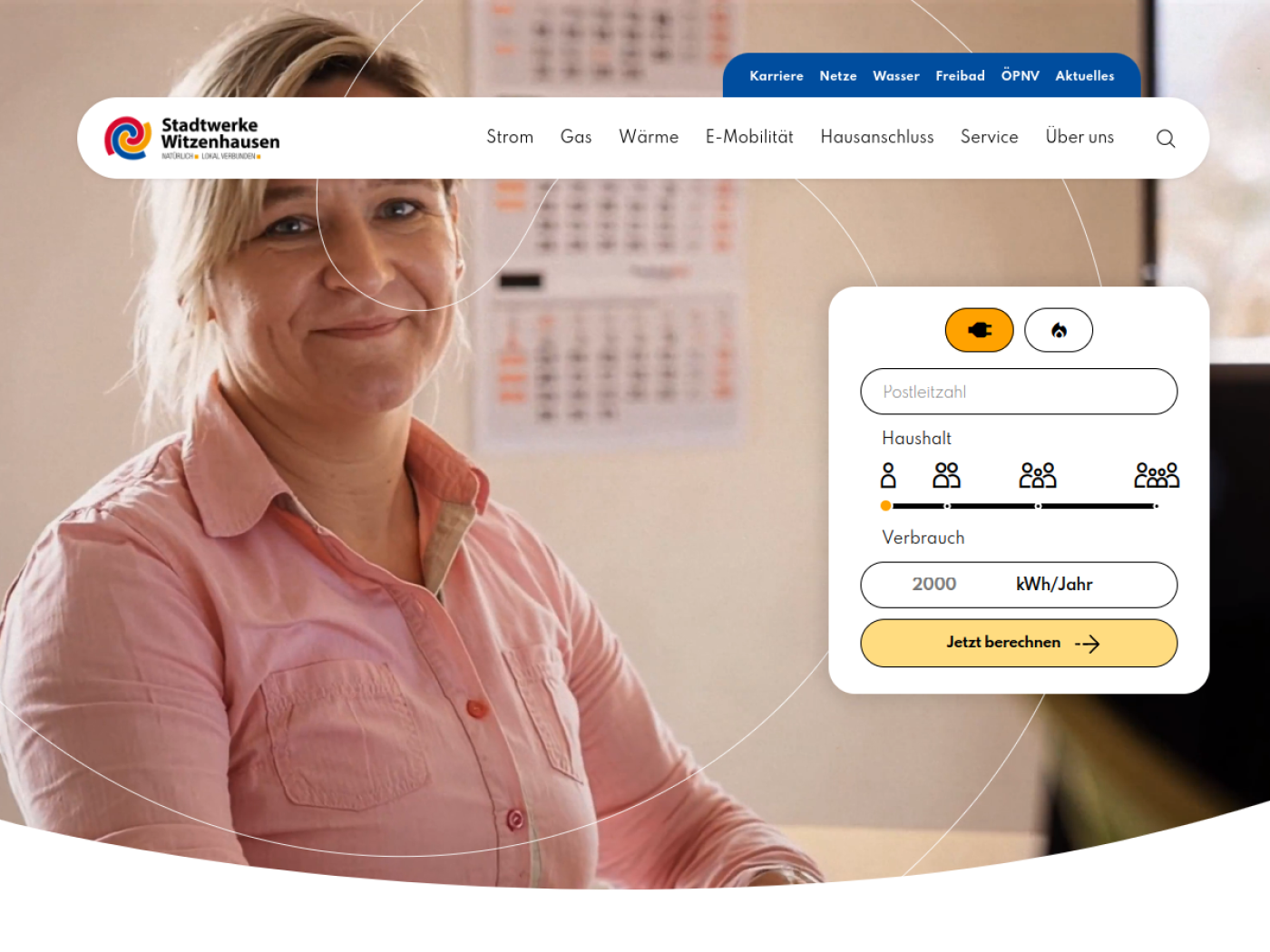 Website-Screenshot von Stadtwerke Witzenhausen