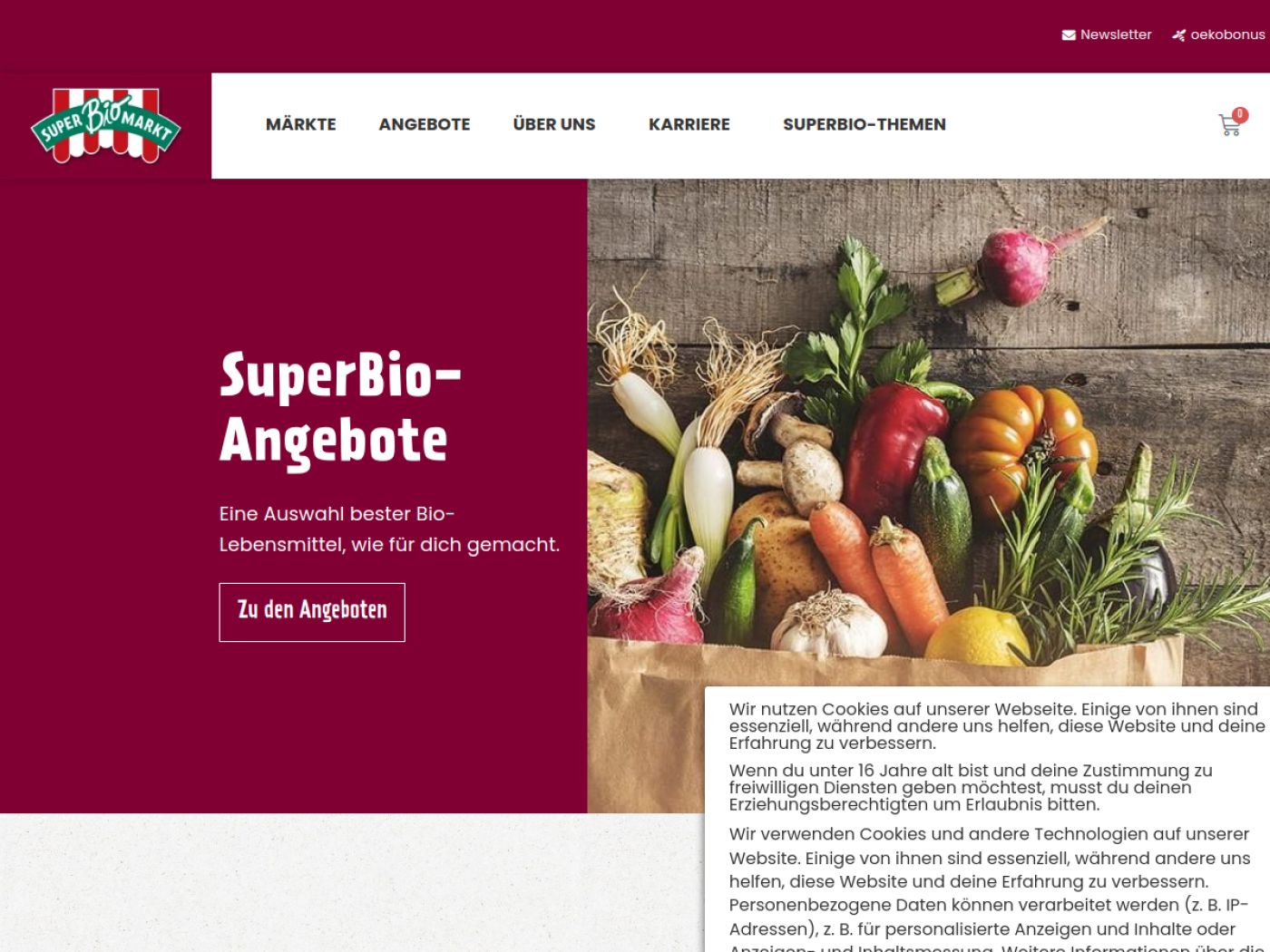 Website-Screenshot von SuperBioMarkt