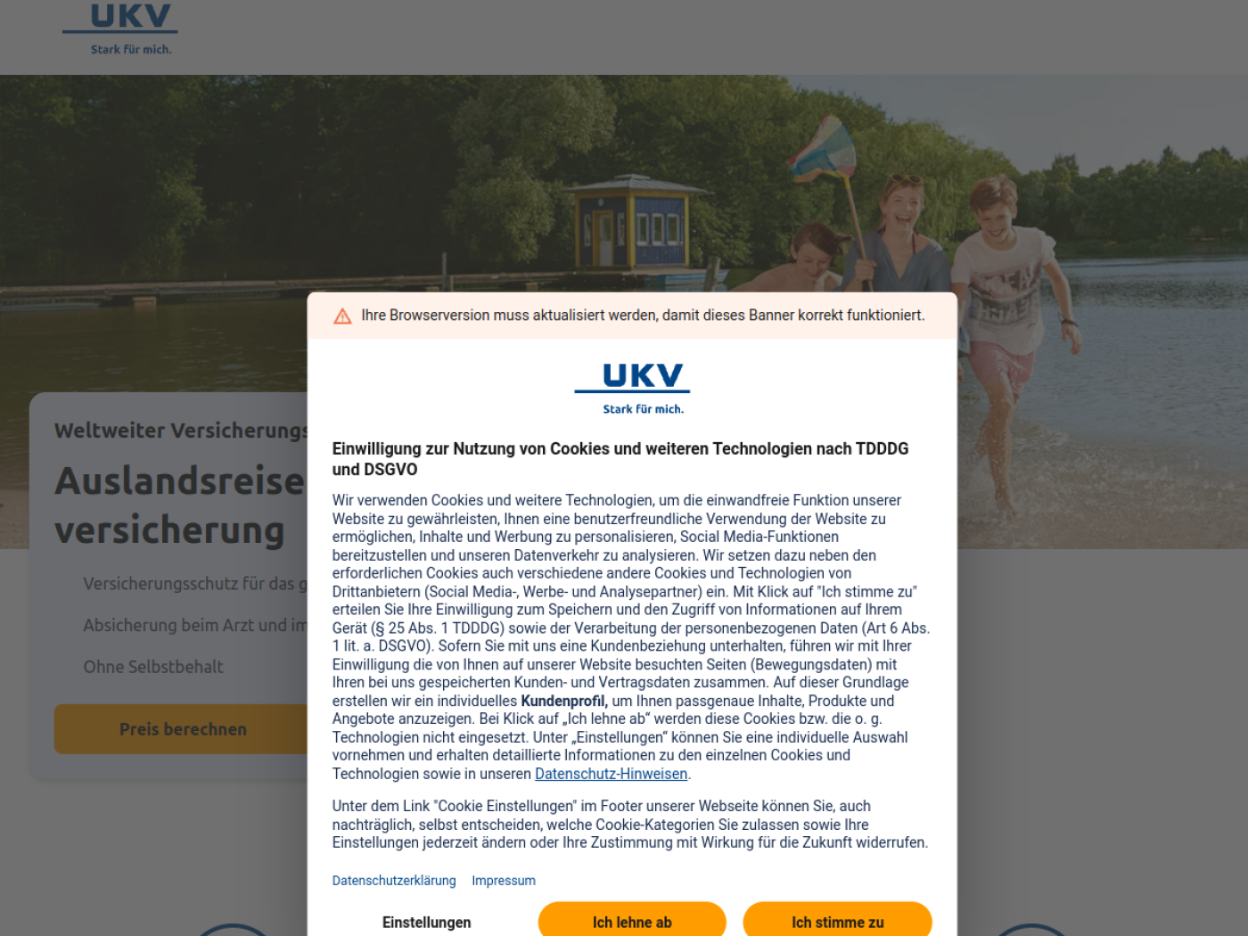 Website-Screenshot von Union Krankenversicherung