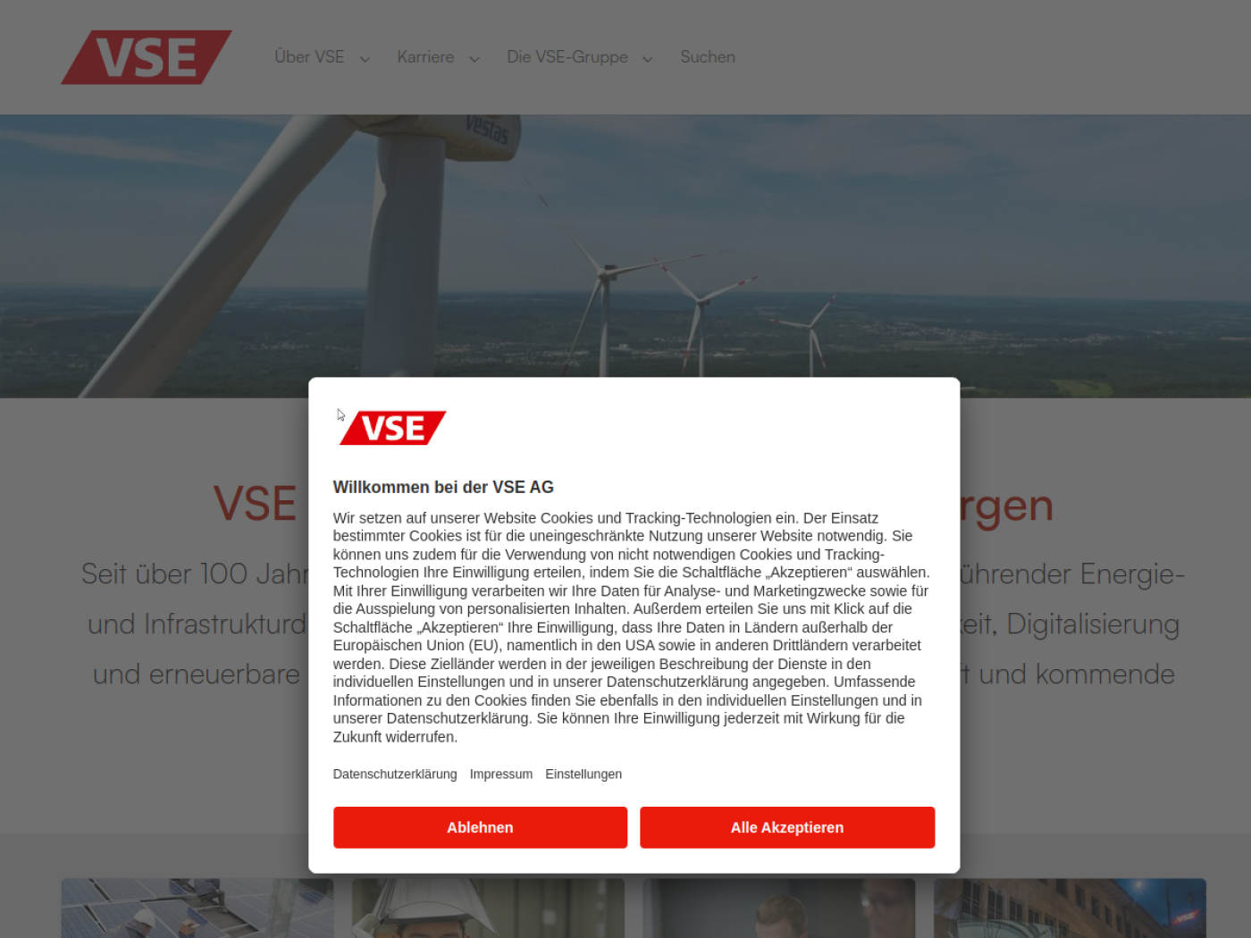 Website-Screenshot von VSE AG