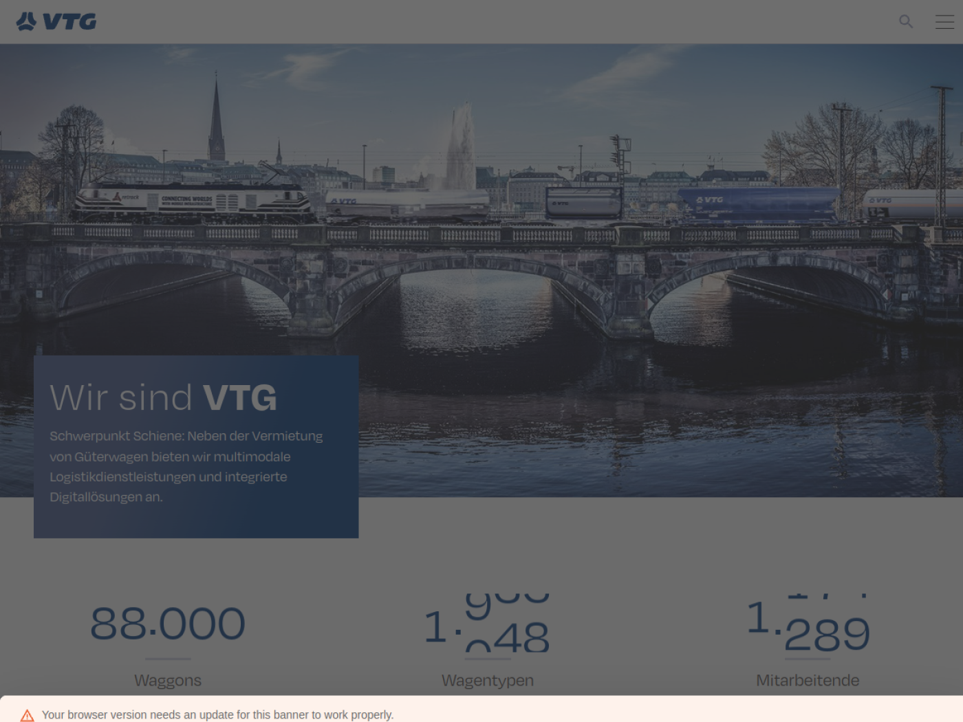 Website-Screenshot von VTG
